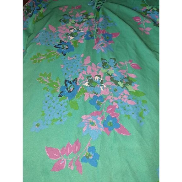 Medium Collective Concepts Long Sleeve Teal Blue Pink Green Floral Tunic Dress - Picture 4 of 5